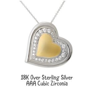 Heart of Gold Two Tone Heart Necklace-Boutique